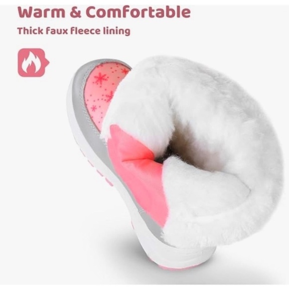 Cozy Pink and White Snow Boots - Picture 4 of 6